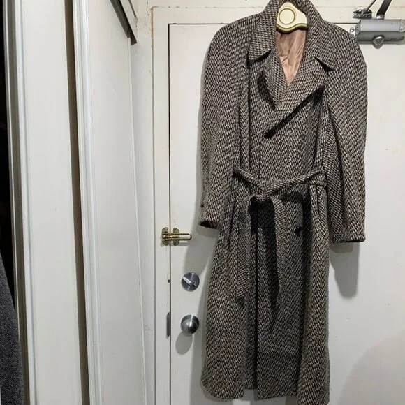VINTAGE HARRY ROSEN DOUBLE BREAST TWEED TRENCH COATS SIZE M - Picture 10 of 16